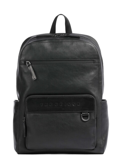 THE BRIDGE DAMIANO Lederrucksack für 14-Zoll-Laptop schwarz / mattes dunkles Ruthenium - PC-Rucksäcke