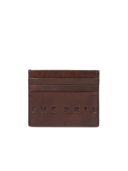 THE BRIDGE ALBERTO Flaches Kartenetui aus Leder mit Logo Süße Kastanie Ruthenium dk - Brieftaschen Herren