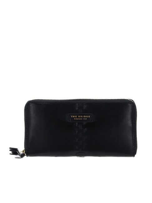 THE BRIDGE FEBE Große Lederbrieftasche mit Rundum-Reißverschluss Schwarzes Gold - Brieftaschen Damen