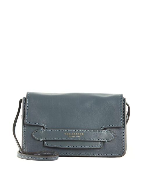 THE BRIDGE LUCREZIA  Mini-Umhängetasche aus Leder Himmelblau mit Gold abb - Damentaschen