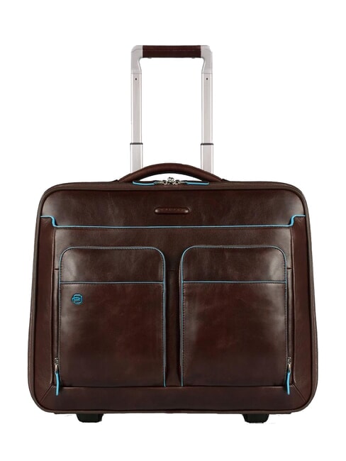 PIQUADRO BLUE SQUARE Pilotentrolley aus Leder mit 15,6" PC-Halterung MAHAGONI - Pilotentrolley