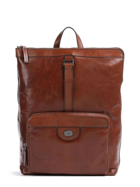 THE BRIDGE FABIO Lederrucksack, 14"-Laptopfach Braun / Ruthenium - PC-Rucksäcke