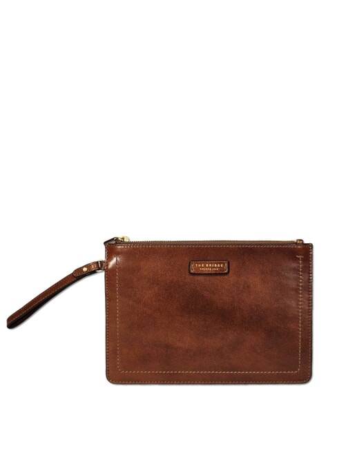 THE BRIDGE FIONA Flache Lederclutch mit Manschette BRAUN - Damentaschen