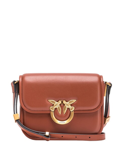 PINKO LOVE BOX Mini-Tasche aus Nappaleder mit Überschlag Arabisch-Antikgold - Damentaschen
