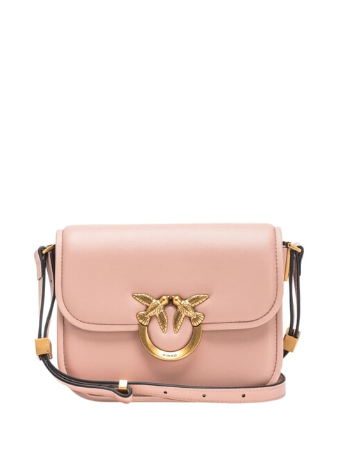 PINKO LOVE BOX Mini-Tasche aus Nappaleder mit Überschlag Puder-Antikgold - Damentaschen