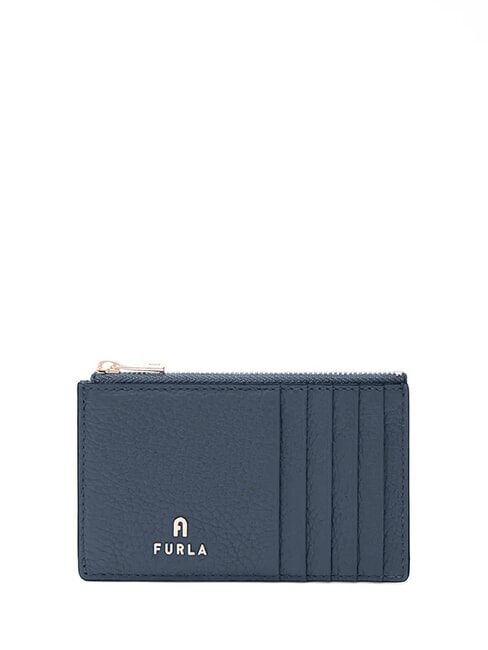 FURLA CAMELIA Flache Geldbörse aus Leder Denim - Brieftaschen Damen