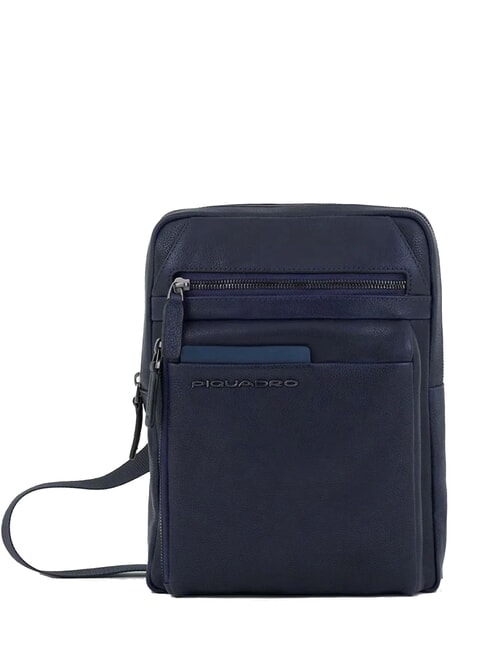 PIQUADRO PAAVO Große iPad-Tasche aus Leder Blau - Umhängetaschen Herren
