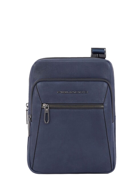 PIQUADRO RHINO Lederumhängetasche für 11" iPad Blau - Umhängetaschen Herren