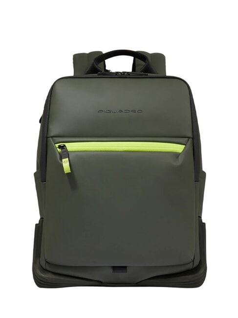 PIQUADRO CORNER SPECIALE GOMMATO 15,6-Zoll-Laptop-Rucksack GRÜN - PC-Rucksäcke