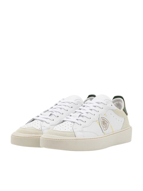 BLAUER STATEN Leder-Sneakers weiß/grün - Herrenschuhe