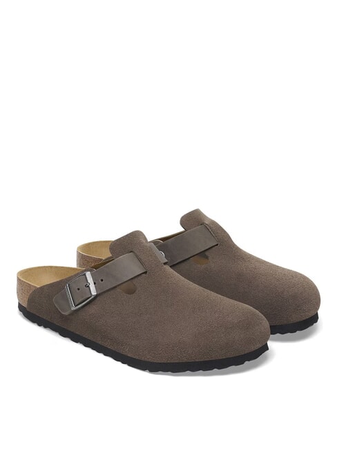 BIRKENSTOCK BOSTON Leder-Slipper-Sabot Betongrau - Schuhe Unisex