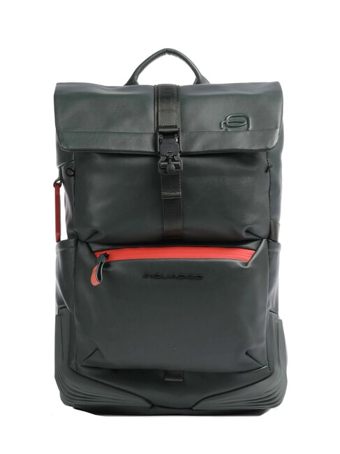 PIQUADRO CORNER 2.0 SPECIALE 15,6-Zoll-Laptop-Rucksack aus Leder GRÜN - PC-Rucksäcke