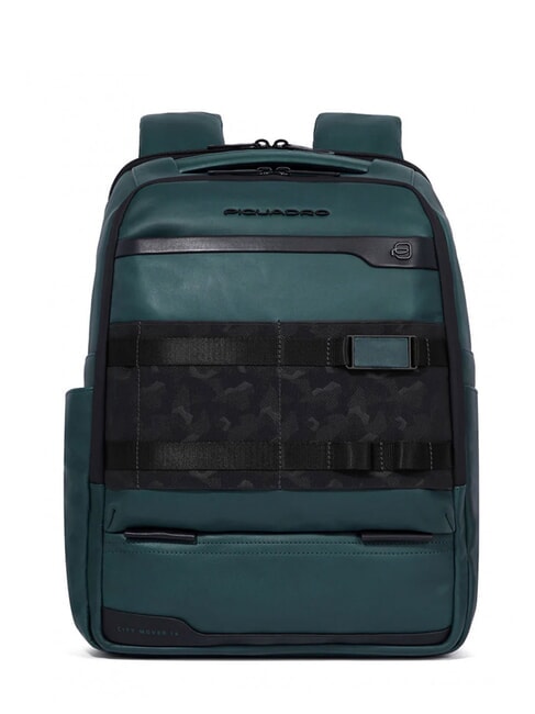 PIQUADRO FXP 14" Laptop-Rucksack aus Leder GRÜN - PC-Rucksäcke