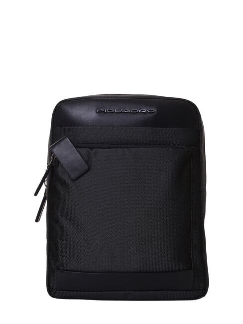 PIQUADRO KLOUT Tasche aus Leder und Stoff Schwarz - Umhängetaschen Herren