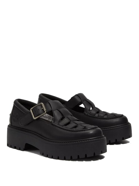 TIMBERLAND STONE STREET BUCKLE Plateauschuh aus Leder schwarzes Vollkorn - Damenschuhe