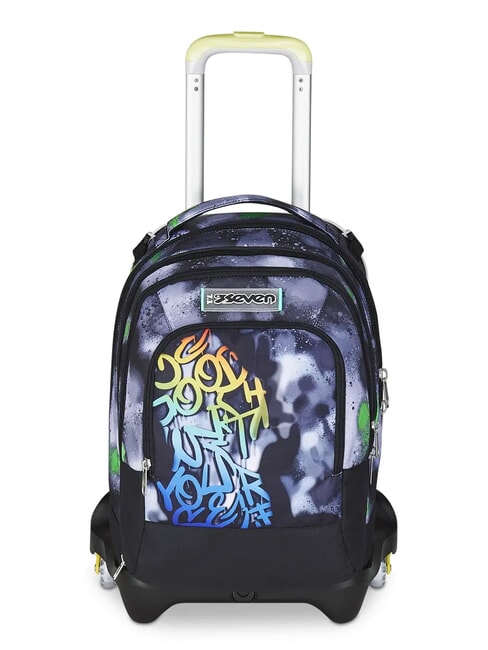 SEVEN PAINT BOY JACK 3WD Trolley 2 abnehmbare Rucksäcke, 3 Räder Schwarz - Rucksäcke mit Trolleyfunktion
