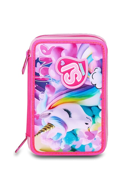 SJGANG FLYUNICORN GIRL Federmäppchen mit 3 Reißverschlüssen, komplett mit Schulset fuchsiafluo - Etuis und Zubehör
