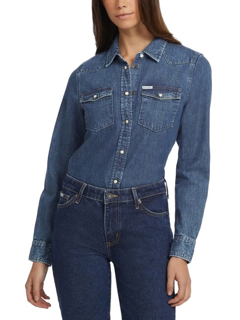 GUESS JEANS SLIM DENIM Langärmliges Jeanshemd GJ dunkle Waschung - Damenblusen