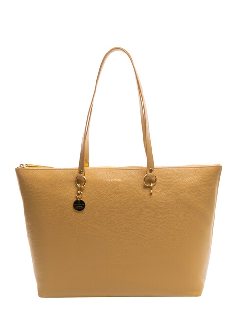 COCCINELLE ALPHA Einkaufstasche aus gehämmertem Leder frisches Beige - Damentaschen
