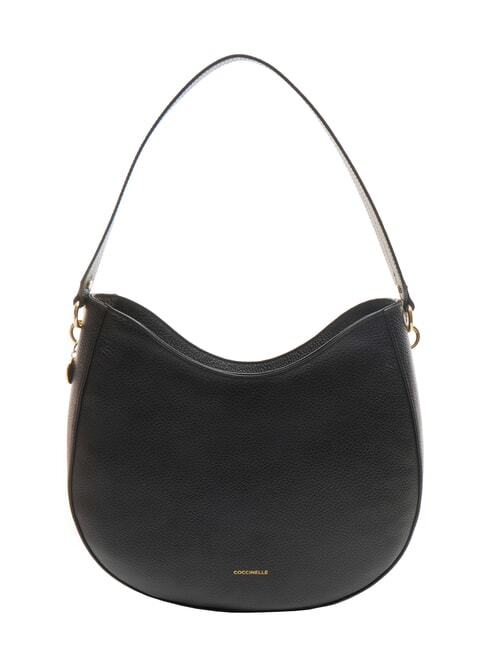 COCCINELLE ALPHA Schultertasche aus gehämmertem Leder Schwarz - Damentaschen