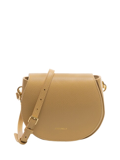 COCCINELLE ALPHA Mini-Umhängetasche aus gehämmertem Leder frisches Beige - Damentaschen