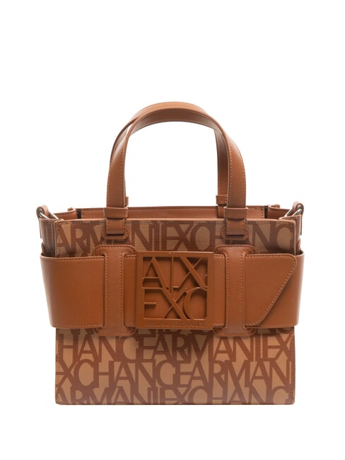 ARMANI EXCHANGE LOGO ALL OVER Kleine Tasche mit Schultergurt Nocken. Rosen/Auto. Cafe - Damentaschen