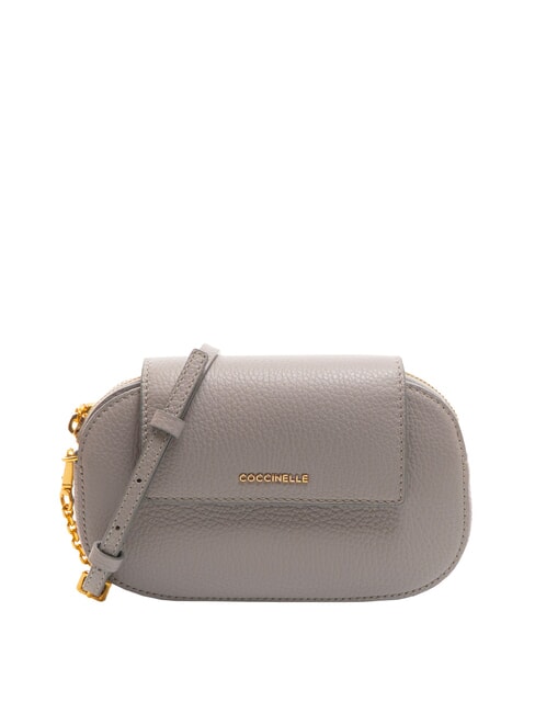 COCCINELLE FAINT Mini-Tasche aus gehämmertem Leder hellgrau - Damentaschen