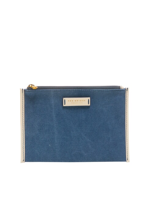 THE BRIDGE ANNA Flache Clutch aus Canvas Marineblau/Milchweiß, Abkürzung. Gold - Damentaschen