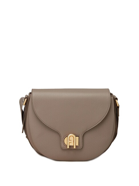 FURLA LOTUS Ledertasche mit Logo-Schultergurt Stuckgrau+Töne Stuckgrau - Damentaschen