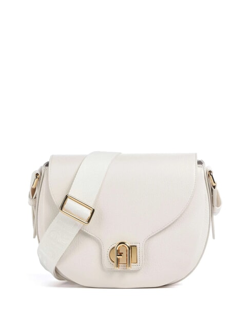FURLA LOTUS Ledertasche mit Logo-Schultergurt Creme+Cremetöne - Damentaschen