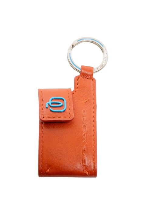 PIQUADRO BLUE SQUARE Schlüsselanhänger / Adresshalter aus Leder  orange2 - Schlüsselanhänger und Schlüsseletuis