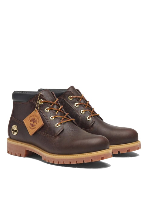 TIMBERLAND PREMIUM MID  Wasserdichte Lederstiefeletten dunkelbraunes Vollnarbenleder mit schwarzem - Herrenschuhe