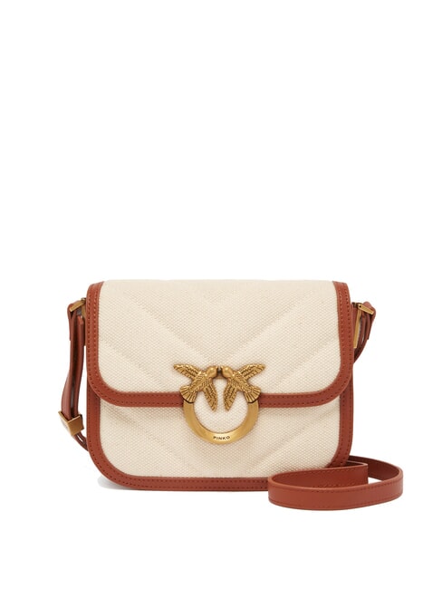 PINKO LOVE BOX BAG Mini-Umhängetasche aus Canvas beige/braun-antikgold - Damentaschen