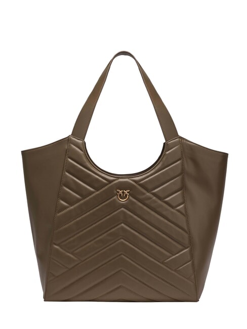 PINKO PUZZLE Schultertasche aus genähtem Leder Zaunkönig-Antikgold - Damentaschen