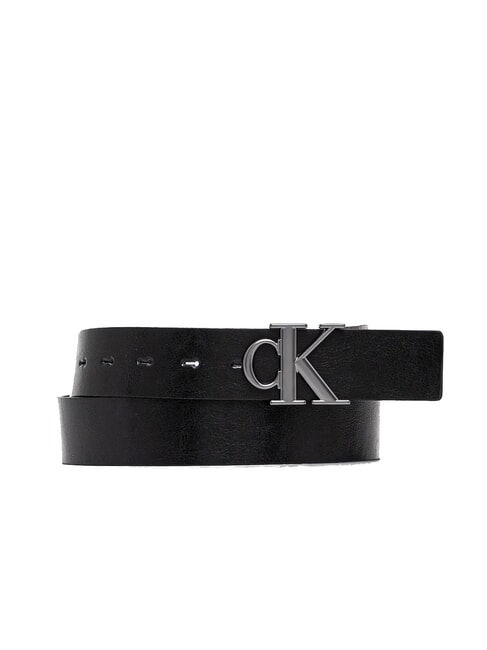 CALVIN KLEIN CKJ PLAQUE Doppelseitiger Gürtel, der gekürzt werden kann Schwarz/Delicioso/Mattrotguss - Gürtel