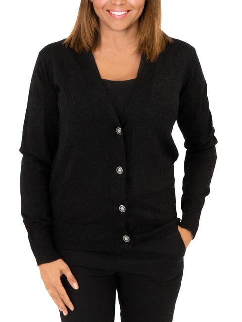 JOHN RICHMOND PEACEFUL Lurex-Cardigan mit Knöpfen Schwarz - Damenpullover
