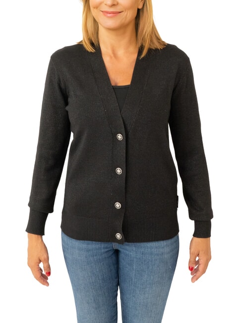 JOHN RICHMOND PEACEFUL Lurex-Cardigan mit Knöpfen Schwarz - Damenpullover