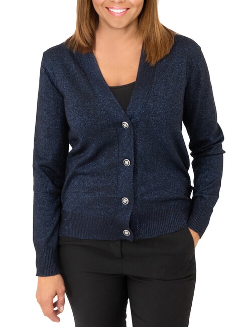 JOHN RICHMOND PEACEFUL Lurex-Cardigan mit Knöpfen Navy blau - Damenpullover