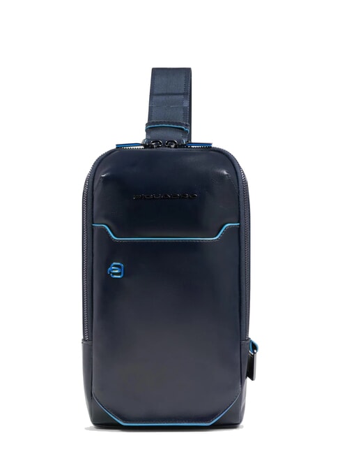 PIQUADRO BLUE SQUARE One-Shoulder-Rucksack aus Leder Blau - Umhängetaschen Herren