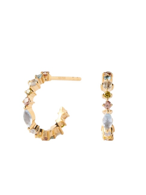 PDPAOLA COLOR LOTUS MINI Kleine Creolen mit Steinen Gold - Ohrringe