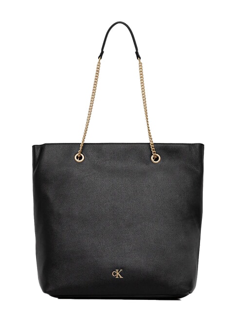 CALVIN KLEIN CKJ MINIMAL MONOGRAM Einkaufstasche mit Kettengriff auf Schwarz - Damentaschen