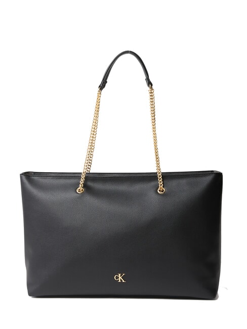 CALVIN KLEIN CKJ MINIMAL MONOGRAM Einkaufstasche mit Kettengriff auf Schwarz - Damentaschen