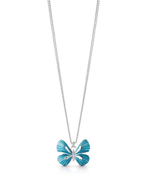 GUESS TROPICAL DREAM Emaillierte Schmetterlingskette SILBER - Halsketten