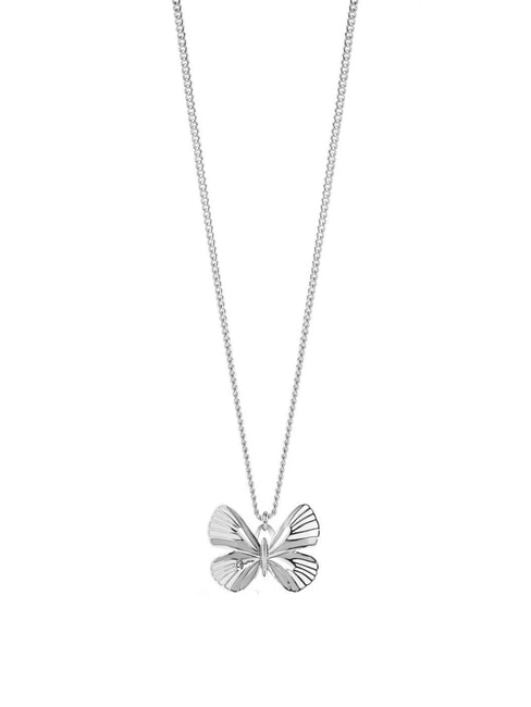 GUESS TROPICAL DREAM Halskette mit Schmetterlingsanhänger SILBER - Halsketten