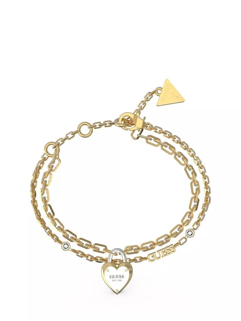 GUESS ALL YOU NEED IS LOVE Vorhängeschloss-Charm-Armband Gelbgold/Rhodium - Armbänder