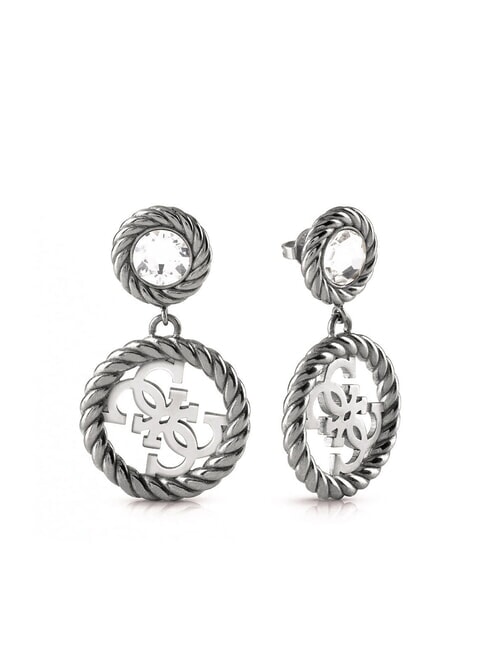 GUESS 4G VINTAGE Creolen mit Logo und Zirkonia antikes Silber - Ohrringe