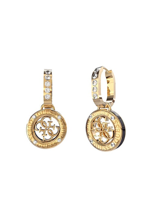 GUESS 4G LOOP Ohrringe mit 4G-Logo-Charm Gelbgold/Schwarz - Ohrringe