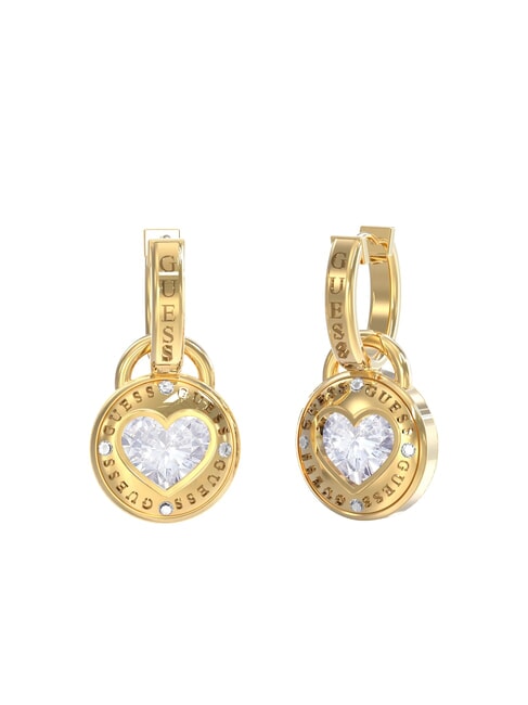 GUESS ROLLING HEARTS Creolen mit Herzanhänger gelbes Gold - Ohrringe