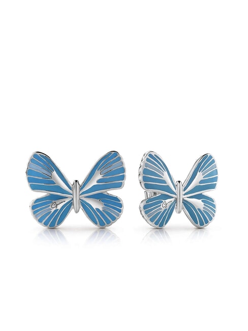 GUESS TROPICAL DREAM Emaillierte Schmetterlingsohrringe SILBER - Ohrringe