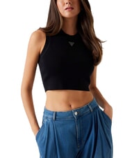 GUESS ALEXIA Kurze Strickmaus mit Strass-Logo - T-Shirts und Tops f&uuml;r Damen